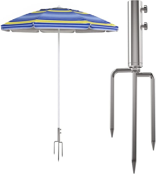 Parasollstativ med markankare, (Silver) Avtagbar Parasoll S