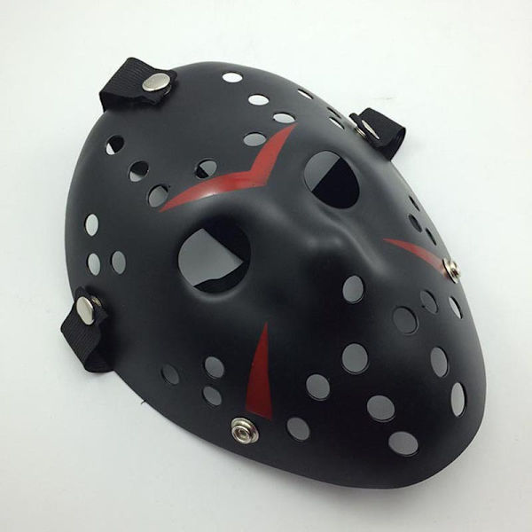 Kauhu Halloween -asu jääkiekkomaski juhlapuku Cosplay -rekvisiitta (punainen ja musta)