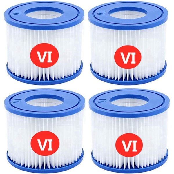 Ersättningsfilterpatroner för Bestway VI, för Lay-Z-Spa Miami, för Coleman SaluSpa Filter 90352E Poolfilter (4-pack)