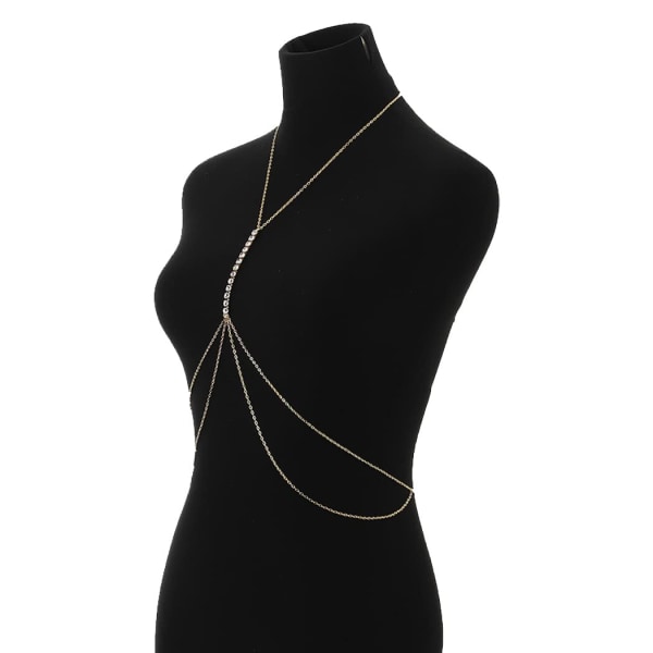 Rhinestone Sexet Body Talje Kæde Guld Layered Body Halskæde Fest Body Accessories til kvinder og piger