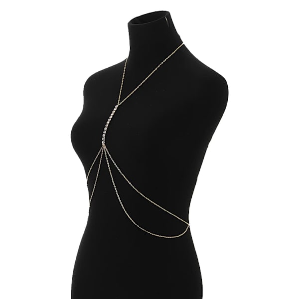 Rhinestone Sexy Body Waist Chain Gold Layered Body Necklace Party Body Accessories for Women and Girls