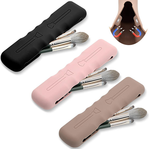 3-pak rejse makeup børsteholder organizer, silikone makeup børste organizer, bærbar makeup børsteholder, blød makeup børste værktøj rejse opbevaring ba