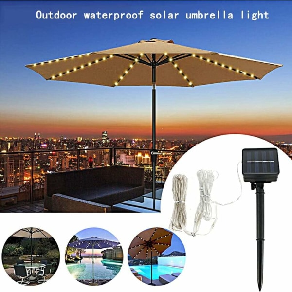 Betterlife Solparasol Lys 104 LED Parasol Lampe med Fjernbetjening 8 Tilstande Parasol Lysstreng til Parasol Have Camping Telte