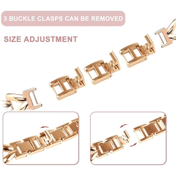 Rosegull - Rem for Apple Watch 41mm 40mm 38mm Serie 8/7/6/5/4/3/2/1, Tynn rustfritt stål metall erstatningsrem for kvinner til iWatch