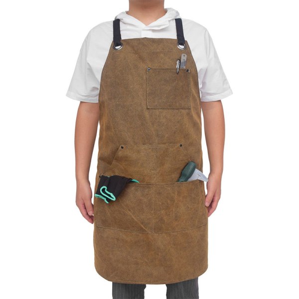 Tjockad canvasförkläde lerfärg kaffeförkläde bakverktygsförkläde (lerfärg)
