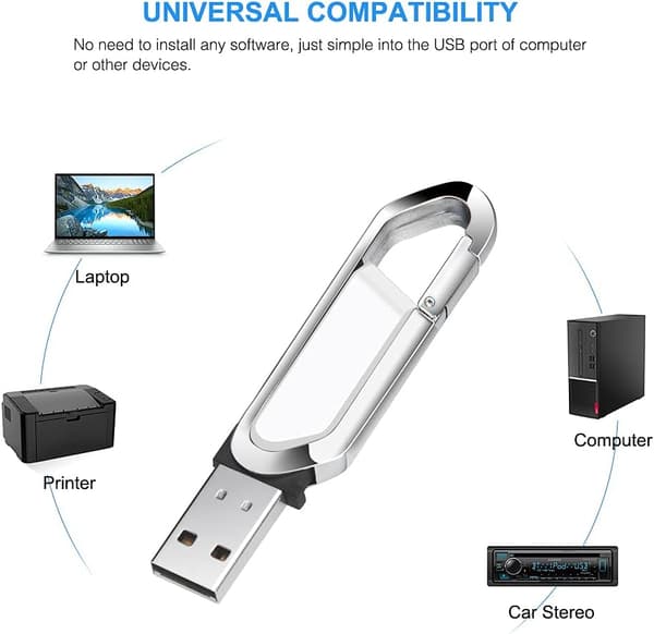 USB 64GB Portabelt Minnepinne med Nyckelring USB 2.0 Flash-enhet för Extern Datalagring, Vit
