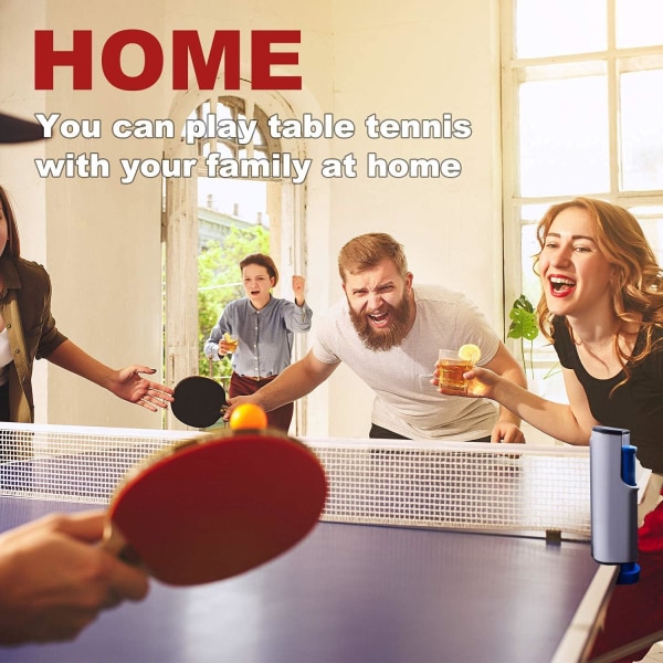 Blå-Retractable ping pong nett med stativ, perfekt for ping pong bord, skrivebord, kjøkken eller spisebord