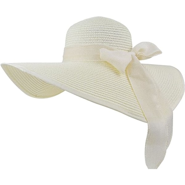 Milk White - Women's Hat Line Straw Hat Wide Brim Sun Protection Breathable Packable Beach Hat Sun Hat UPF50+ Hat