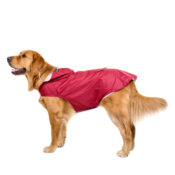 3XL-punainen koiran sadetakki suurille keskikokoisille koirille heijastinnauhalla