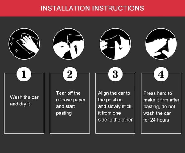 4 stk. reflekterende klistremerker til bildører (rød)
