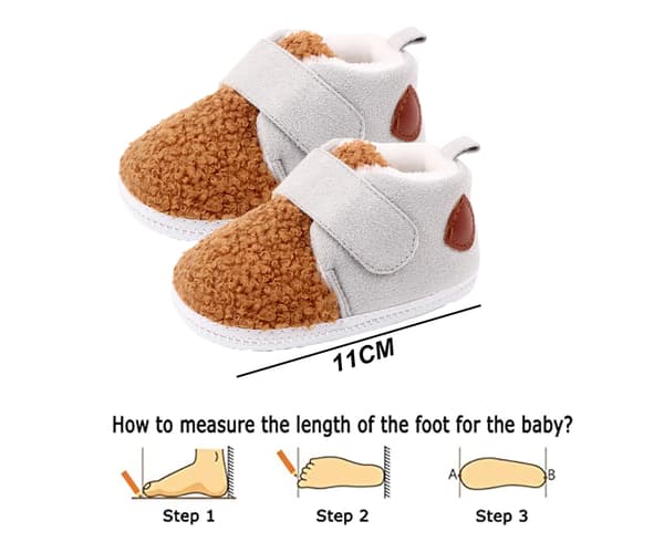 Vinter fleece tykke varme sko - grå (11 cm)