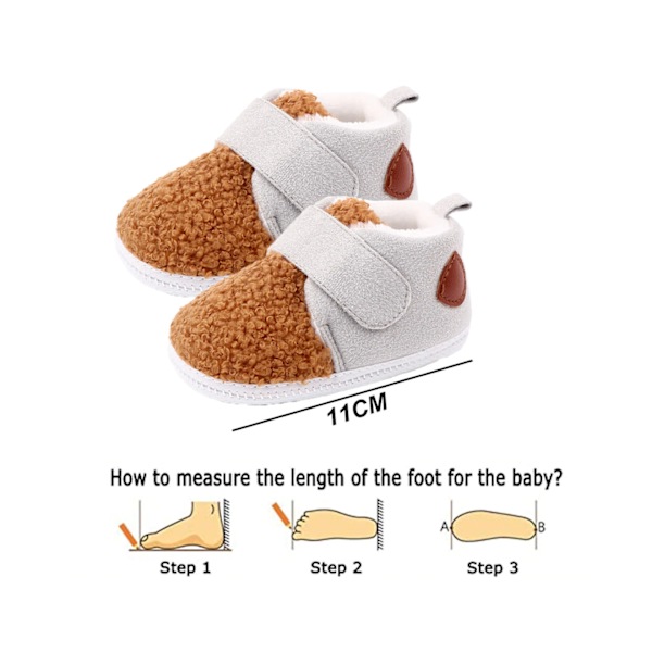 Vinter fleece tykke varme sko - grå (11cm)