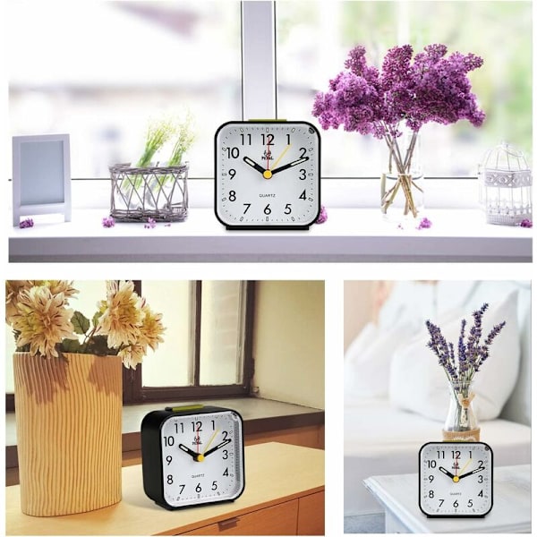 Morgenvækkeur, 3D Digital Quartz Analog Vækkeure, Lille Stille Ikke-tikende Rejsevækkeur, Ideelt Lys Vækkeur til Familie/Kontor