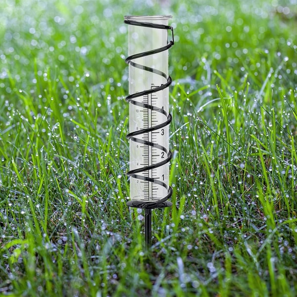 12cm Glass Regnmåler Spiral Regnmåler Metallramme Glass Regn Ga