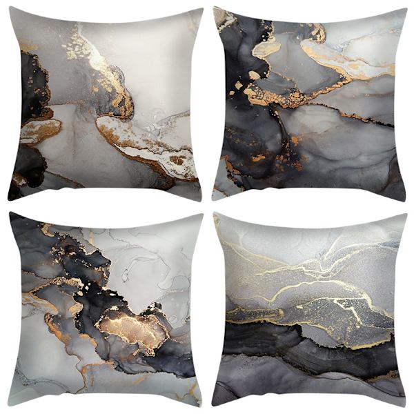 Sæt med 4 pudebetræk, pudebetræk 45x45cm pudebetræk dekorative sofa pudebetræk til soveværelse, sofa, stol, seng, have (marmor tekstur)