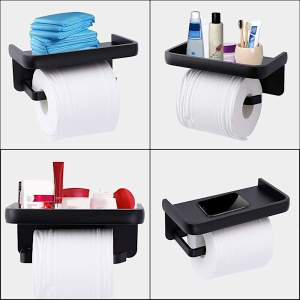 Seinään kiinnitettävä WC-paperiteline ovella ja tabletille, ilman porausta, paperituki, WC-paperin liimakiinnitys, alumiiniovi, WC:hen, musta kylpyhuone