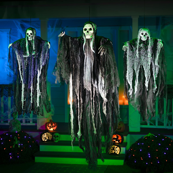 3-pakke hengende Halloween-skjelett-spøkelsesdekorasjoner, Grim Reaper beste Halloween-utendørsdekorasjon