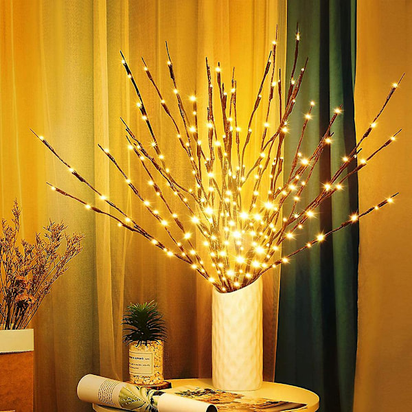 3 stk 60 LED Lys Tre Greiner Lys Varmt Hvit Greiner Lampe For Hjem Rom Vase Dekorasjon