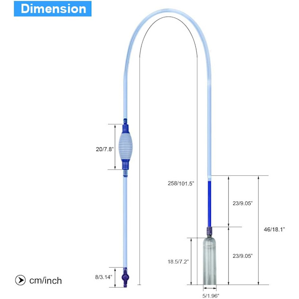 Akvarie Vakuumpumpe, Akvariepumpe, Akvarie Luftpumpe, 2,5m med Flow Control Valve, Siphon Slange til Grussvandfilter, Ide