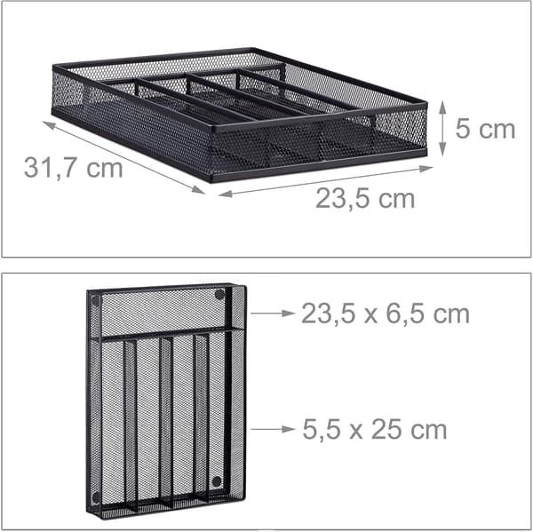 5-fack bestickförvaring - Svart (utan bestick), 5 x 23,5