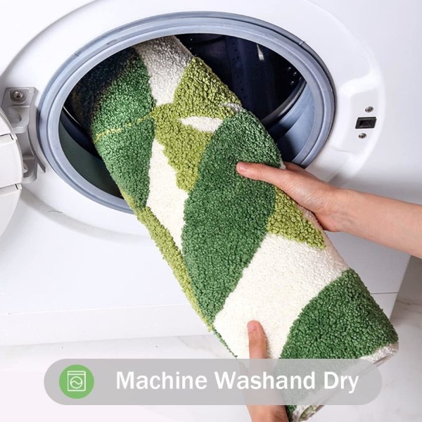 Halkskyddad badrumsmatta, absorberande grön mikrofiber mjuk badrumsmatta maskintvättbar duschmatta entrématta för kök canvas