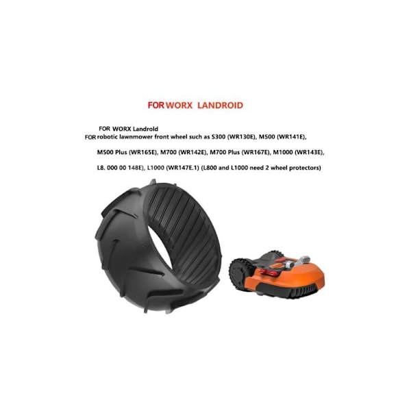 Passer til Worx robotgressklipper forhjul, svart gummi navkapsel, M500, M700, S300, M1000, M700 Plus