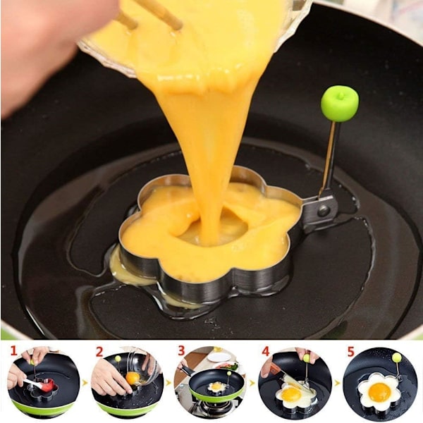 5 stk. rustfrit stål bageform forme omelet forme