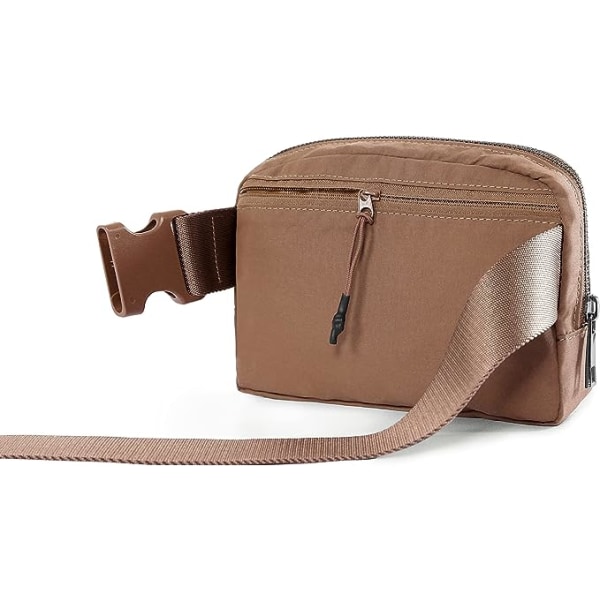 (Brun) Unisex mini fanny pack med justerbara remmar för träning, löpning, resor, vandring.