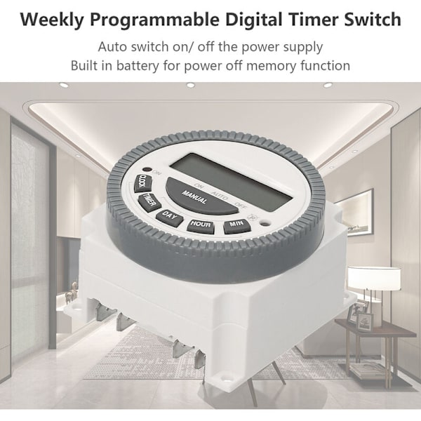 Lille digital timer med tidsswitch