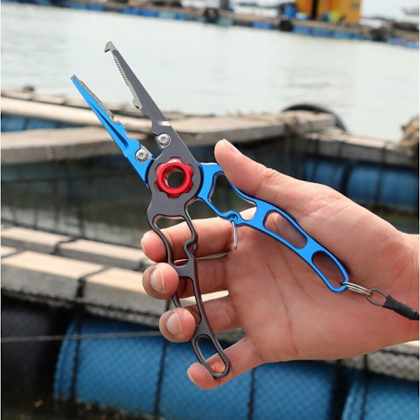 Fisketång för utomhusbruk, låsbar, titan, titanhuvud (blågrå)
