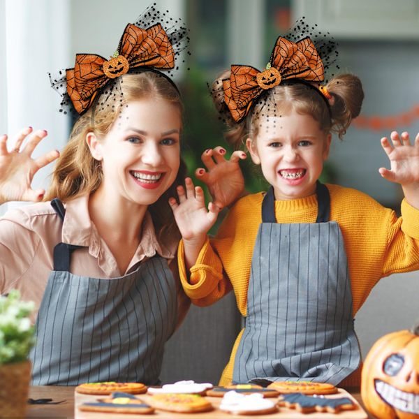 Edderkoppnett Hodebånd Halloween Hodebånd Gresskar Hodebånd Blonder Gult Sløyfe Design Halloween Jul Fest Bursdag Figurer
