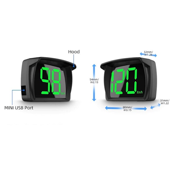 Auto HUD Head Up Display Head Up Display 2.8\" KM/H Hastighetsmätare med GPS-chipset för cykel motorcykel lastbil bil skoter