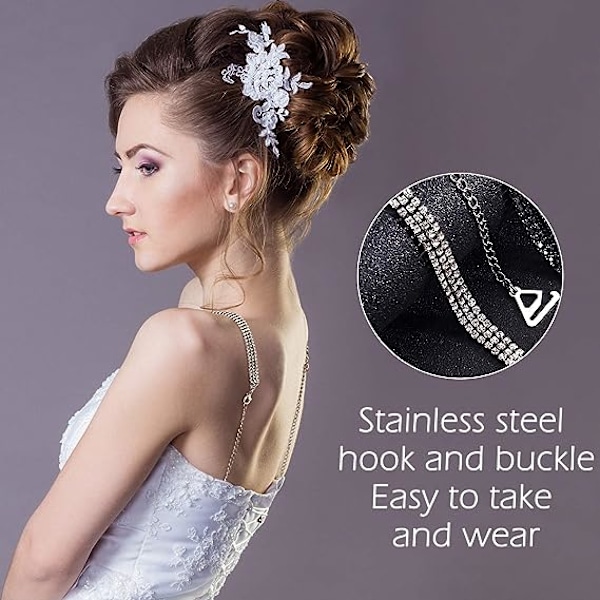2 par Rhinestone BH-strop justerbar Rhinestone BH usynlig skulderstrop Anti-Skid BH-bælte til BH-toppe