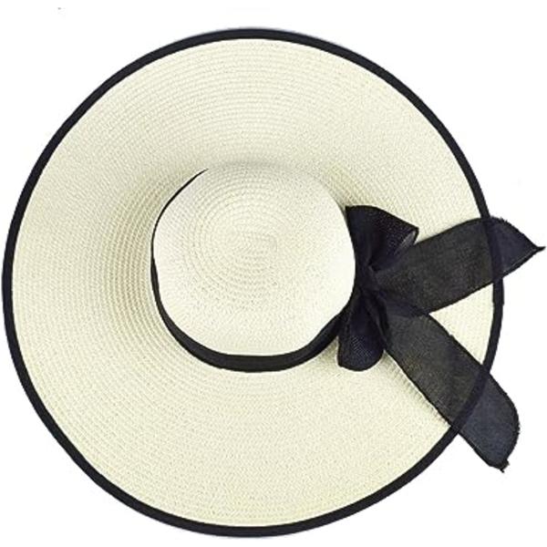 Dame Halm Floppy Hat Bredskygget Solhatte Åndbar Anti UV Halm Hat Strand Solhat UPF 50+