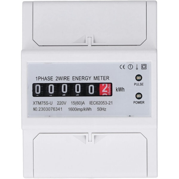 Enfas energimätare DC220V Digital Display 4p Montering på DIN-skena 35 mm Elektrisk effektmätare