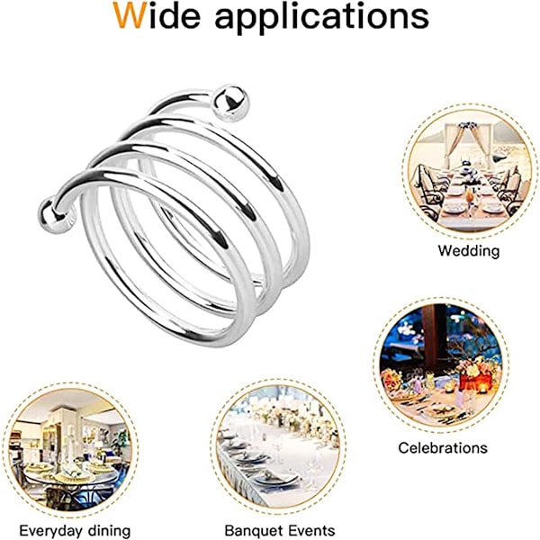 Servietringe og -holdere, 8 stk. Metal Servietring Serviet Loop Holder til Borddekoration (SØLV)