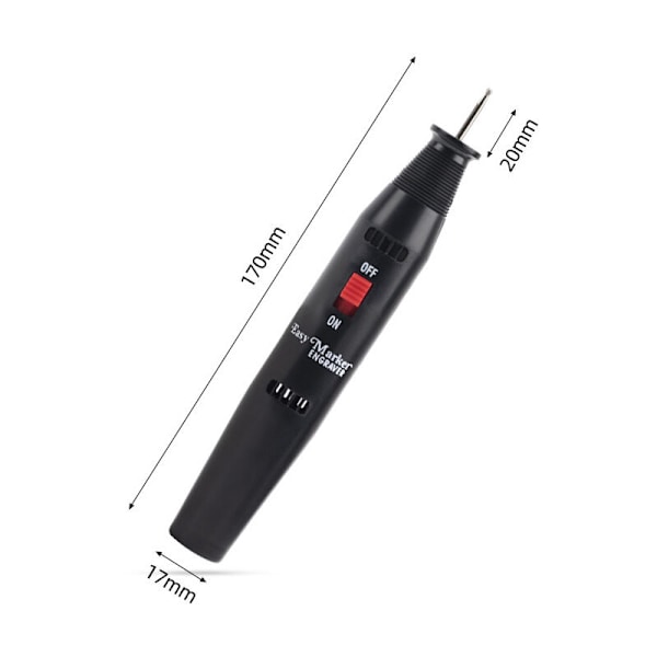 DMD elektrisk graveringspen glas metal rustfrit stål træ sten gravering æg sort graveringspen (uden batteri)