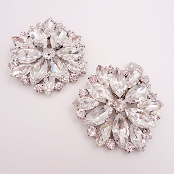 2 farger Rhinestone skoklips, elegante farger legering blomst krystall skospenne klips for sko dekorasjon spenne bryllupstilbehør