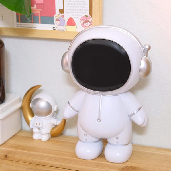 Astronaut spargris för pojkar, söt plast spargris pappers spargris personlig kontantmyntburk jul födelsedagspresent (silver)