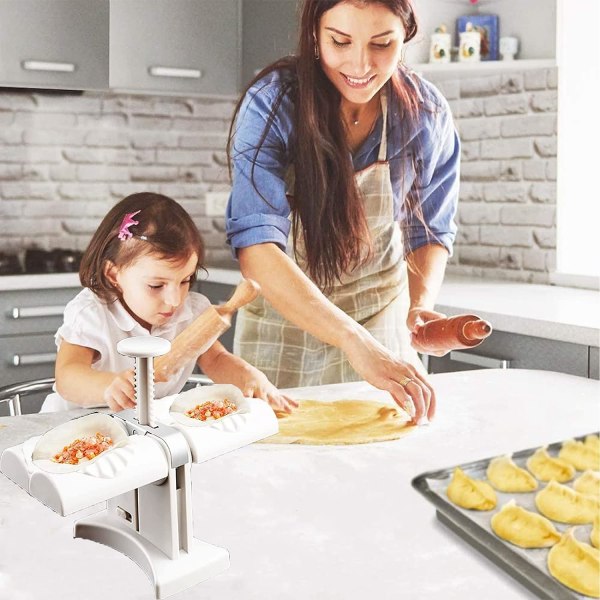 Dubbel Ravioli Maker, Automatisk Ravioli Form, Ravioli Form Kit Degpress och Dumpling Form, Automatisk Ravioli Form, Snabb och Bekväm, Mat Gra