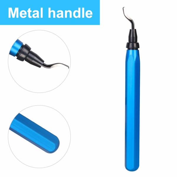 Afsnitværktøj, Afsnitter med Metalhåndtag+10 Ekstra HSS(Stål) Klinger 360 Grader Roterbar Pen Reamer Burr Fjerner til 3D-Udskrifter, Rør, Plast, Alu