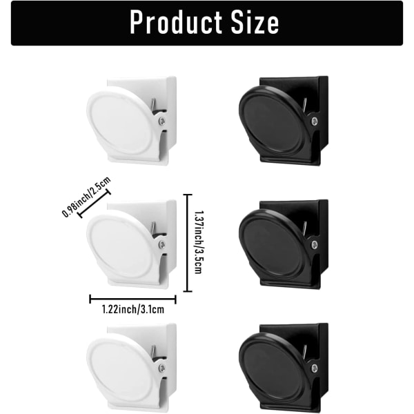 Køleskabsmagnetiske clips 6 stk., stærke whiteboard magneter farvede magnetclips ridsefast til hjemmekontor skole