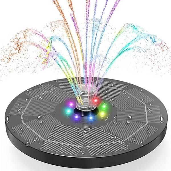 3,5W Flytande Solfontän för Utomhus, Solvattenpump med 4 Munstycken, för Fågelbad Akvarium Trädgårdsfontän