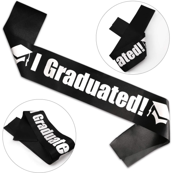 Graduate Cap Student Cap Black Hat og Graduate Scarf til College