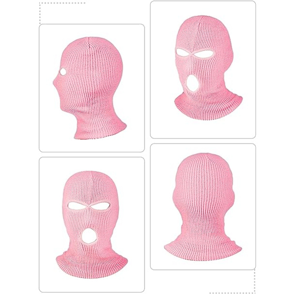 3 st sport full face balaclavas 3 hål vinter utomhus stickad ansiktsmask skidbalaclava (vit, rosa, himmelsblå, vuxen)
