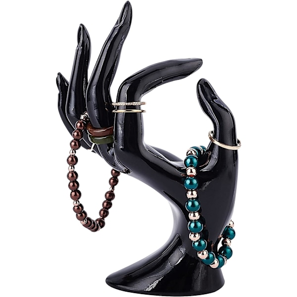 Håndsmykke Display Stativ, Hånd Ring Holder Armbånd Smykker Stativ OK Form Hånd Stativ Smykker Showcase Display til Hjem og Butik, Sort, 1PC
