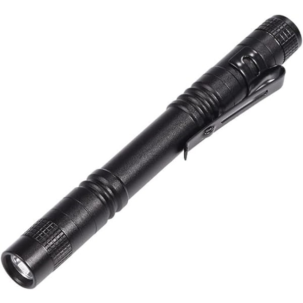 LED flashlight with clip (length 13cm) Penlight medical mini portable aluminum alloy black press on battery powered pen bag High brightness flashlig