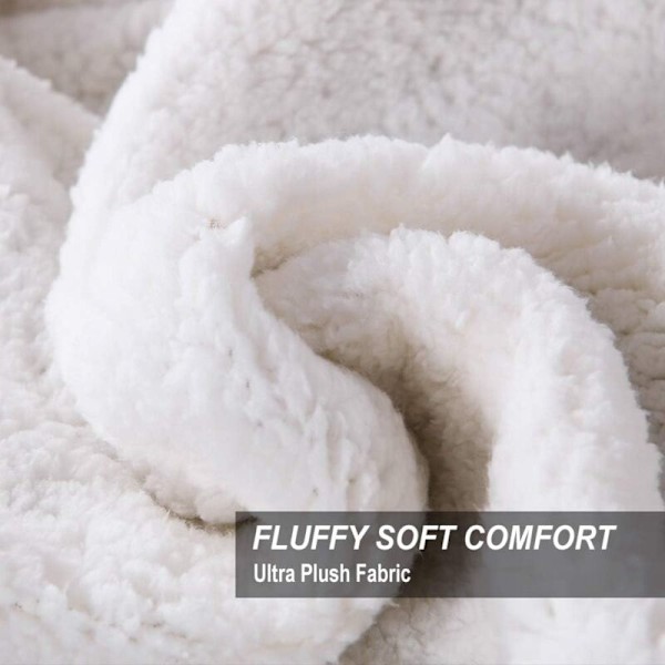 Vändbar filt i ultramjuk och lätt sherpaflanell i polar mikrofiber för säng/soffa (50 \"X60\", beige)