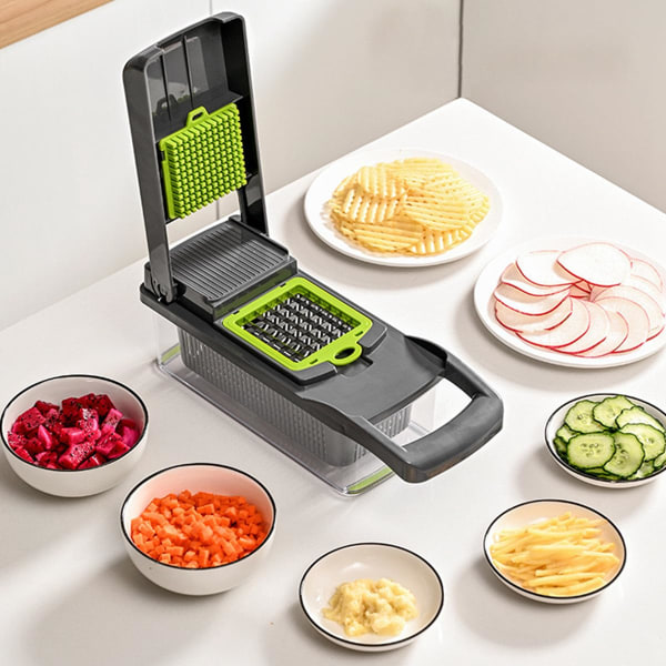 Multifunctional dicing machine, slicer, potato shredder, kitchen household grating tool, vegetable shredder, 7-in-1 multifunctional food shredder