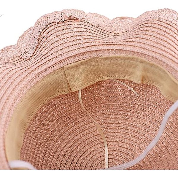 Rosa - hatt med väska, strandhatt, bredbrättad hatt, för kvinnor, flickor, sommar, strand, resor